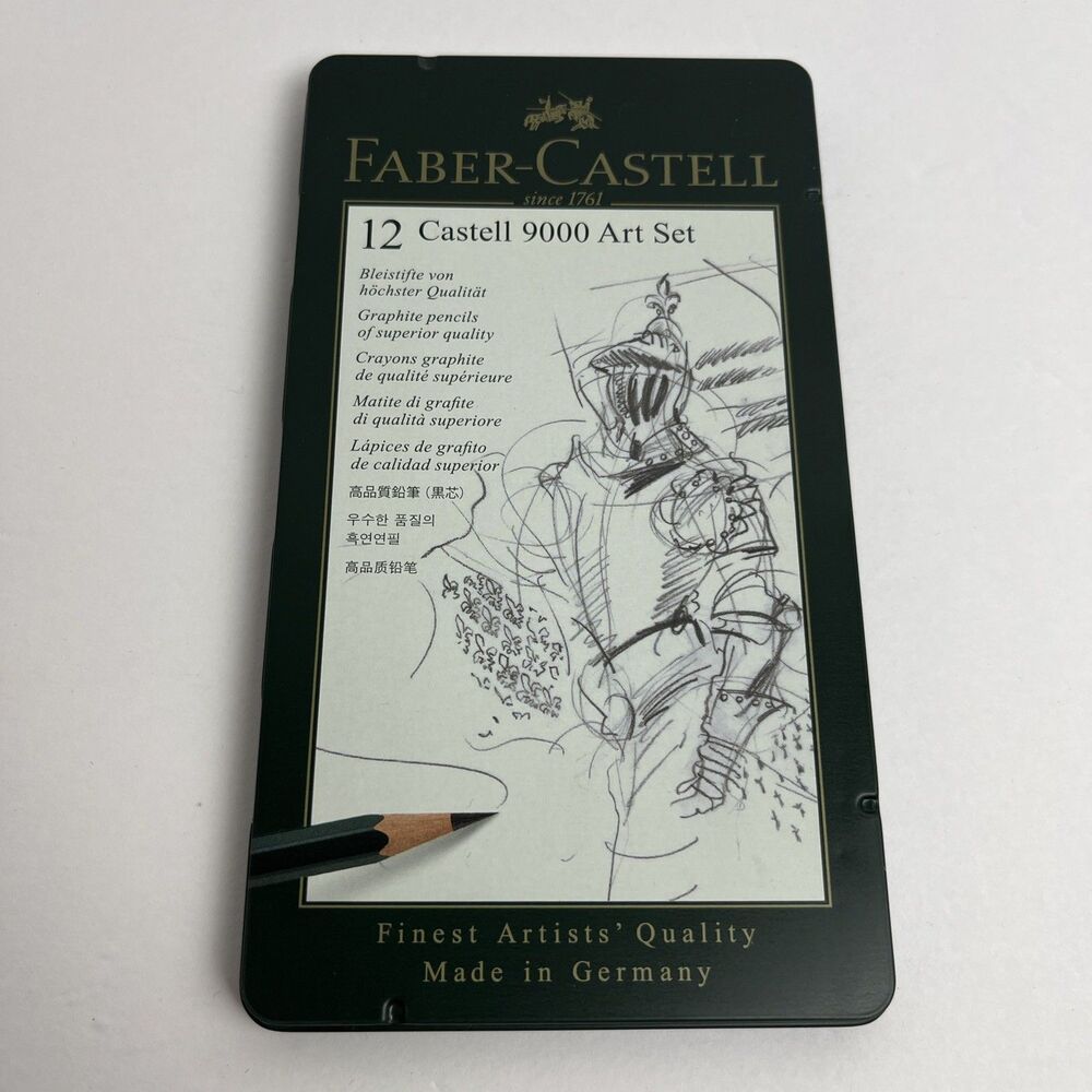 Faber-Castell CASTELL 9000 Art Set Graphite Drawing Sketching Pencils 12 in Tin